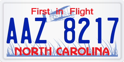 NC license plate AAZ8217