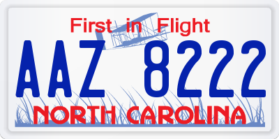 NC license plate AAZ8222