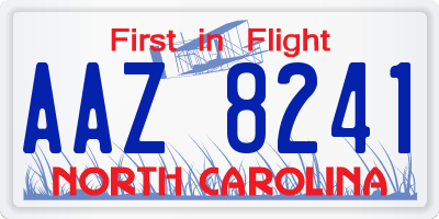 NC license plate AAZ8241