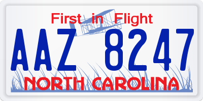 NC license plate AAZ8247