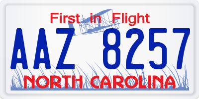 NC license plate AAZ8257