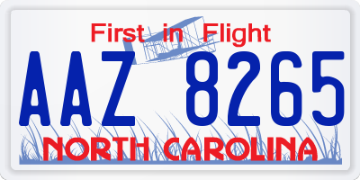 NC license plate AAZ8265