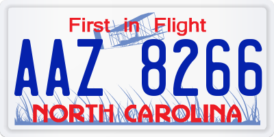 NC license plate AAZ8266