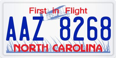 NC license plate AAZ8268