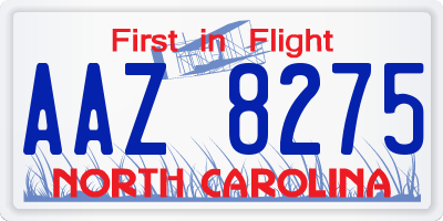 NC license plate AAZ8275