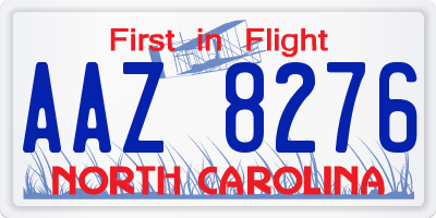 NC license plate AAZ8276