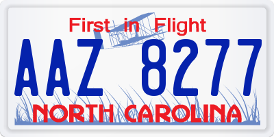 NC license plate AAZ8277