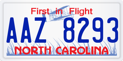 NC license plate AAZ8293