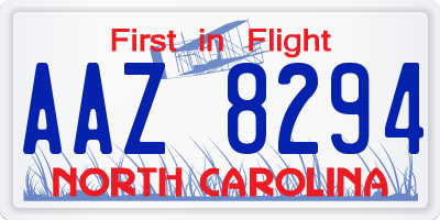NC license plate AAZ8294