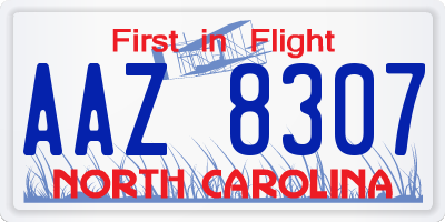NC license plate AAZ8307