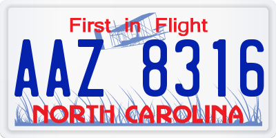 NC license plate AAZ8316