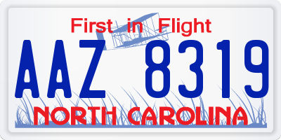 NC license plate AAZ8319