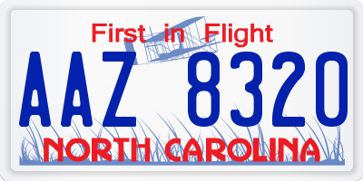 NC license plate AAZ8320