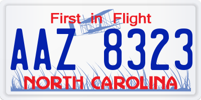 NC license plate AAZ8323