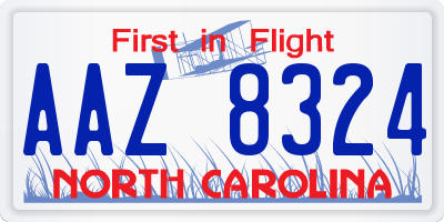 NC license plate AAZ8324