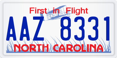NC license plate AAZ8331