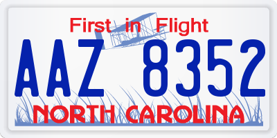 NC license plate AAZ8352