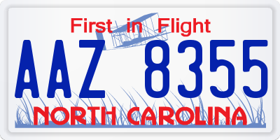 NC license plate AAZ8355