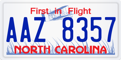 NC license plate AAZ8357