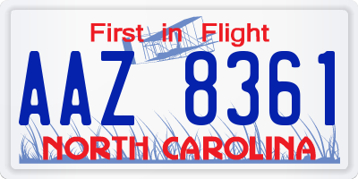 NC license plate AAZ8361