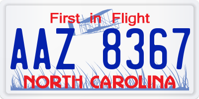 NC license plate AAZ8367