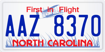 NC license plate AAZ8370