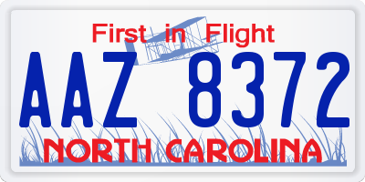 NC license plate AAZ8372