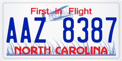 NC license plate AAZ8387