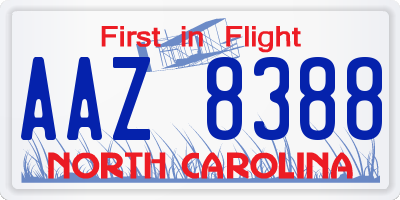 NC license plate AAZ8388