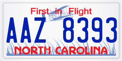 NC license plate AAZ8393