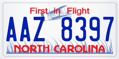 NC license plate AAZ8397