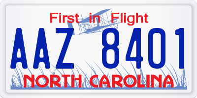 NC license plate AAZ8401