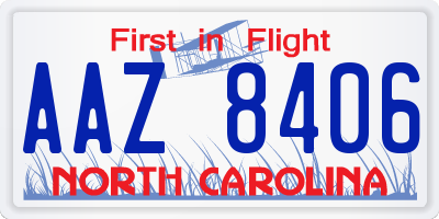NC license plate AAZ8406
