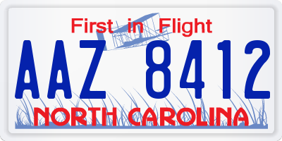 NC license plate AAZ8412