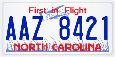 NC license plate AAZ8421