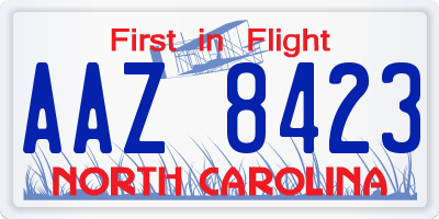 NC license plate AAZ8423