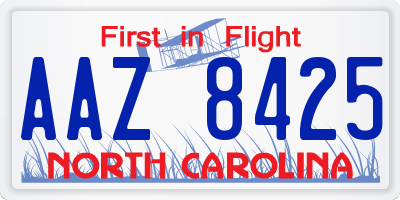 NC license plate AAZ8425