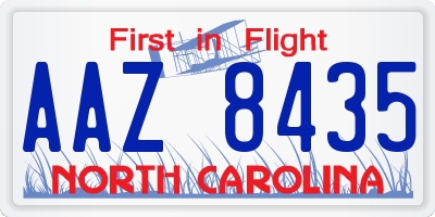 NC license plate AAZ8435