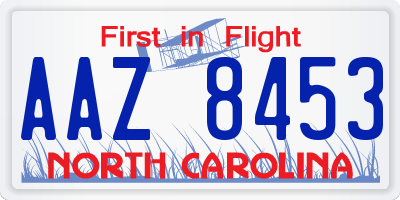 NC license plate AAZ8453