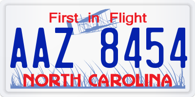 NC license plate AAZ8454