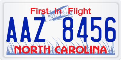 NC license plate AAZ8456