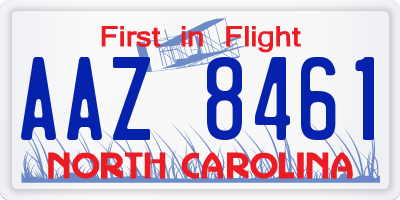 NC license plate AAZ8461