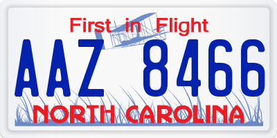 NC license plate AAZ8466