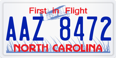 NC license plate AAZ8472