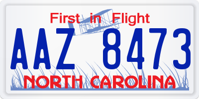 NC license plate AAZ8473