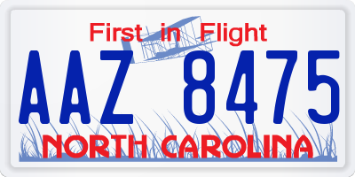 NC license plate AAZ8475