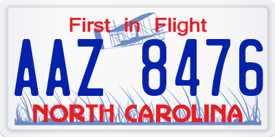 NC license plate AAZ8476