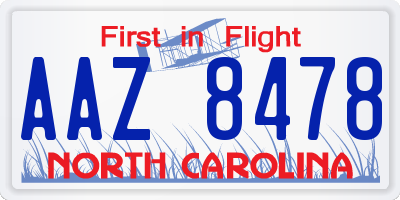 NC license plate AAZ8478