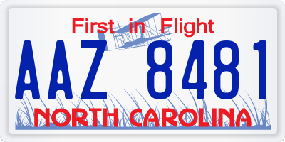 NC license plate AAZ8481