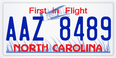 NC license plate AAZ8489